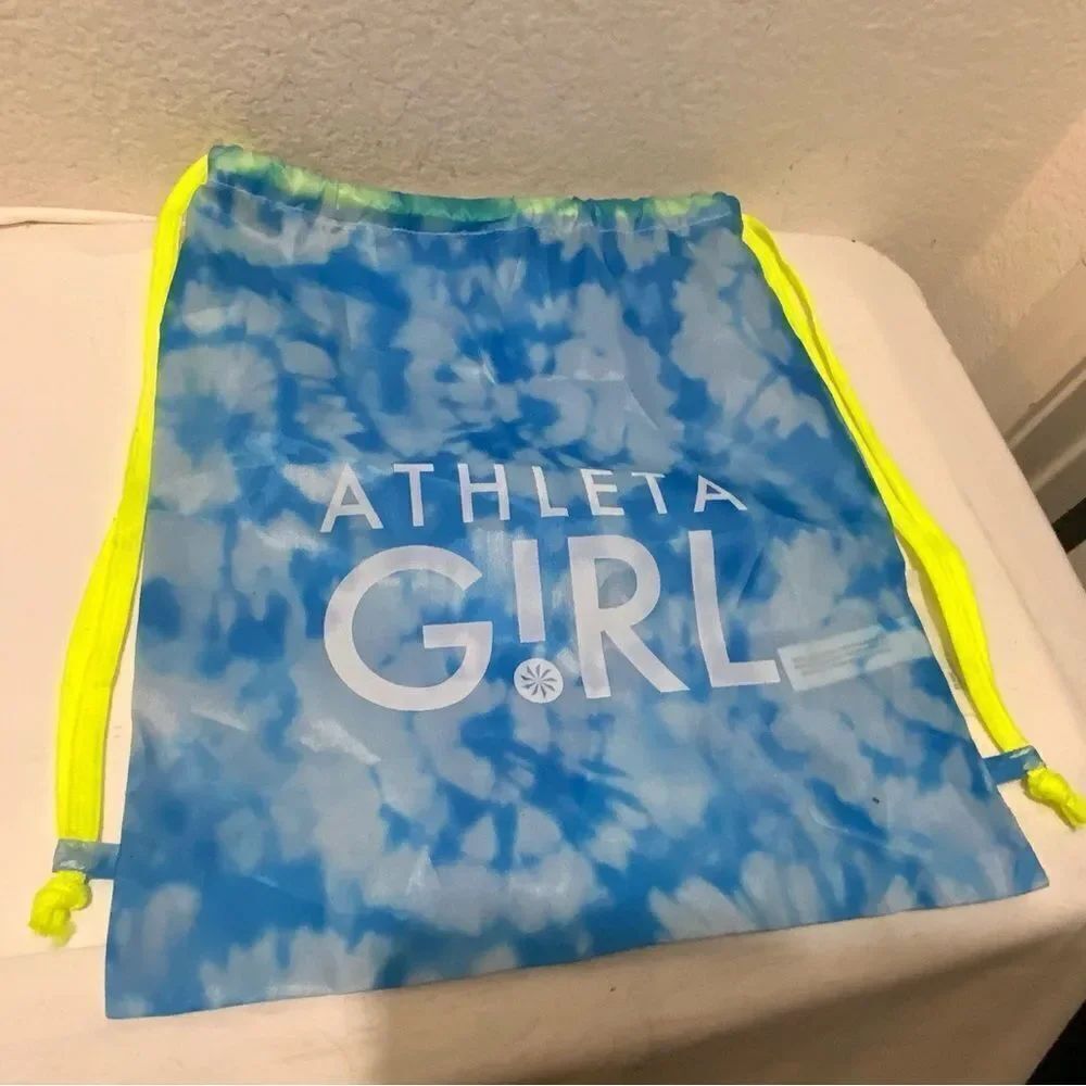 Athleta Girl Draw String Bag gym bag sky blue with clouds shoestring draw
